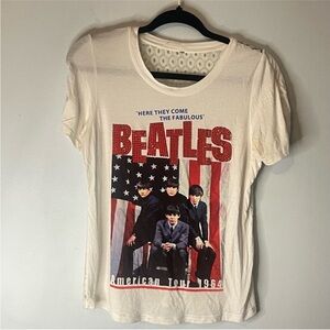 Vintage Beatles T- Shirt Jeweled Graphic with Sheer Lace Back